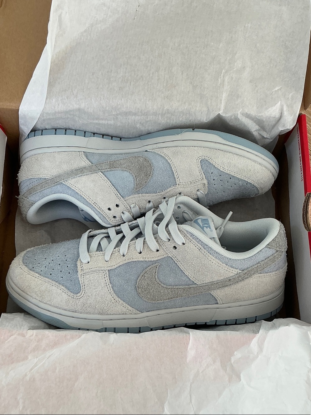 Nike Dunk Low in Pale Blue & Light Gray Sole (never worn)